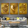Imagem de Quadro decorativo 3 peças casal romantico metal dourado arte modernade decoração