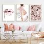 Imagem de Quadro decorativo 3 peças decoração para loja de roupas femininas tons rosa