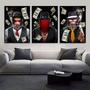 Imagem de Quadro decorativo 3 Peças Gangue dos Macacos Dinheiro