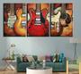 Imagem de Quadro decorativo 3 peças Guitarras Coloridas Musical Aula De Musicas "