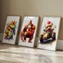 Imagem de Quadro Decorativo 3 Telas Jogos Mario Bowser Toad Kart Donkey Kong Pintura Aquarela Natural