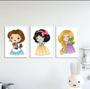 Imagem de Quadro Decorativo 3 Telas princesas bebes"