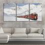 Imagem de Quadro Decorativo 30x66 trem cortando a neve branca