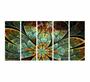 Imagem de Quadro Decorativo 5 peças Flor Fractal Verde 140x65