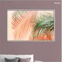 Imagem de Quadro decorativo 60x80cm canvas folhas de palmeira em fundo coral flnt039