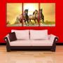 Imagem de Quadro Decorativo 68x126 cavalos no campo vintage