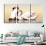 Imagem de Quadro Decorativo 80x140 os cisnes e seus filhotes no lago