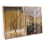 Imagem de Quadro Decorativo Abstrato Árvore em Tons de Marrom Dourado Kit 2 Telas C/ Moldura E Vidro - Bimper