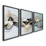 Imagem de Quadro Decorativo Abstrato com 3 Telas de Parede para Sala Quarto Escritório 60cm X 90cm Preto