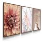 Imagem de Quadro Decorativo Abstrato Flores Ton Cobre Gold Sala Folha