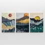 Imagem de Quadro Decorativo Abstrato Mountains Landscape in Sunset 3 Telas