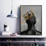 Imagem de Quadro Decorativo Abstrato Negro Com Coroa 24x18cm - com vidro