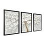Imagem de Quadro Decorativo Árvore Cerejeira Branca Dourado 3 Peças 40x60 cm Moldura Grande Sala Quarto Flores