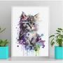 Imagem de Quadro Decorativo Baby Cat 45x34cm - Madeira Branca