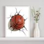 Imagem de Quadro Decorativo Bola De Basquete 3D 24x18cm - com vidro