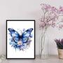 Imagem de Quadro Decorativo Borboleta Azul Aquarela 33x24cm - com vidro