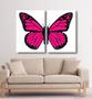 Imagem de Quadro Decorativo Borboleta Rosa Pink Asas Para Quarto Sala  Kit 2 peças 40x60 Grande