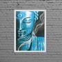 Imagem de Quadro Decorativo Buda Azul 33X24Cm Com Vidro Madeira Preta