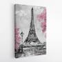 Imagem de Quadro Decorativo Canvas Paris Rosa Floral Torre Eiffel Sala