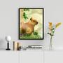 Imagem de Quadro Decorativo Capivara Com Passarinhos 24x18cm - com vidro