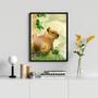 Imagem de Quadro Decorativo Capivara Com Passarinhos 33x24cm - com vidro