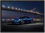 Imagem de Quadro Decorativo Carro Porsche Azul Quartos Salas Decoração Com Moldura