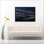 Imagem de Quadro Decorativo Carro Porsche Azul Quartos Salas Decoração Com Moldura