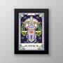 Imagem de Quadro Decorativo Carta Tarot JustiçaGato 33x24cm - com vidro