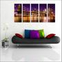 Imagem de Quadro Decorativo Cidades Nova Iorque Ponte Prédios Decorar Salas 5 Peças 