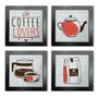 Imagem de Quadro Decorativo Cozinha Café Padaria Copa 20x20cm Kit 4 un