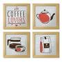 Imagem de Quadro Decorativo Cozinha Café Padaria Copa 20x20cm Kit 4 un