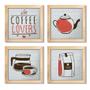 Imagem de Quadro Decorativo Cozinha Café Padaria Copa 20x20cm Kit 4 un