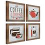 Imagem de Quadro Decorativo Cozinha Café Padaria Copa 20x20cm Kit 4 un