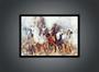Imagem de Quadro Decorativo Design Ilustração Cavalos Abstrato Com Moldura RC004