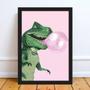 Imagem de Quadro Decorativo Dinossauro Bubble Gum 33X24 Moldura Preta