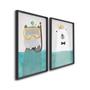 Imagem de Quadro Decorativo Diversão no Fundo do Mar Infantil com 2 Telas de Parede para Quarto Sala Brinquedoteca