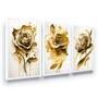 Imagem de Quadro Decorativo Dourado Flor Abstrato Quarto Casal Sala
