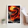 Imagem de Quadro Decorativo Dragão Com Fogo 45X34Cm - Com Vidro