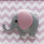 Imagem de Quadro Decorativo Elefante Chevron Rosa Quarto Bebê Infantil