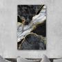 Imagem de Quadro Decorativo em Tela Abstrato Mármore Escuro Luxo 60x40cm para Sala Recepção Escritório Quarto