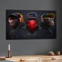 Imagem de Quadro Decorativo em Tela Gangue dos Macacos de Boné 60x40cm para Sala Recepção Escritório Quarto