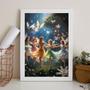 Imagem de Quadro Decorativo Fadas Coloridas 33x24cm - Com Vidro