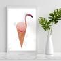 Imagem de Quadro Decorativo Flamingo Sorvete 33x24cm - com vidro