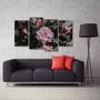 Imagem de Quadro Decorativo Flor Rosa Sala Quarto Em Tecido 4 Peças 1R