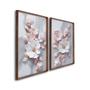 Imagem de Quadro Decorativo Floral Artístico Flor de Porcelana com 2 Telas de Parede para Sala Quarto Escritório