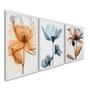 Imagem de Quadro Decorativo Floral Flores com Caule com 3 Telas de Parede para Sala Quarto Escritório 60cm X 9 Sem Vidro