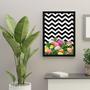 Imagem de Quadro Decorativo Flores Chevron 45x34cm