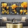 Imagem de Quadro Decorativo Flores Preto Amarelo Kit 3 Peças