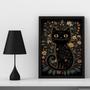 Imagem de Quadro Decorativo Folk Arte Gato Preto 45x34cm - Com Vidro