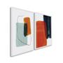 Imagem de Quadro Decorativo Formas Abstratas com 2 Telas 50x75 e 60x90 de Parede para Sala Quarto Escritório